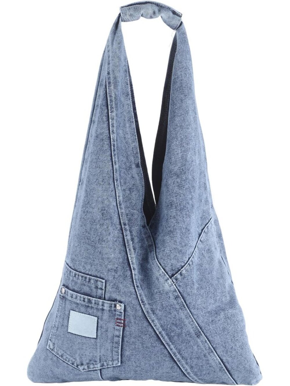 Denim Purse for Women, Large Retro Jean Shoulder Tote Bag, Light Blue | Washed d